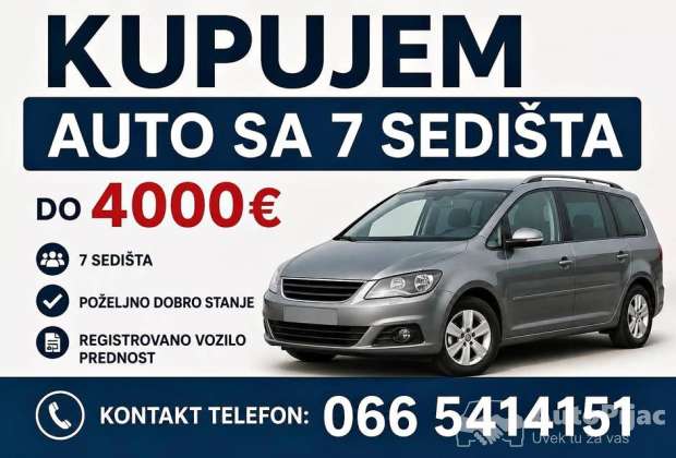 Kupujem auto sa 7 sedišta do 4000€