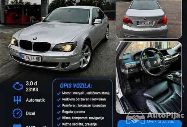 Bmw 730d M57 2007god danas registrovan